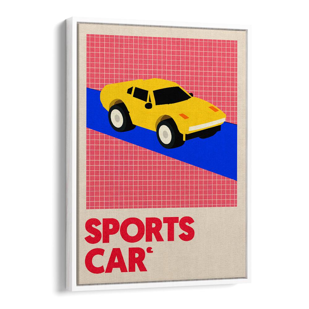 Bright yellow SPORTS CAR design featured in stylish CAR POSTERS, perfect for automotive enthusiasts and decor.