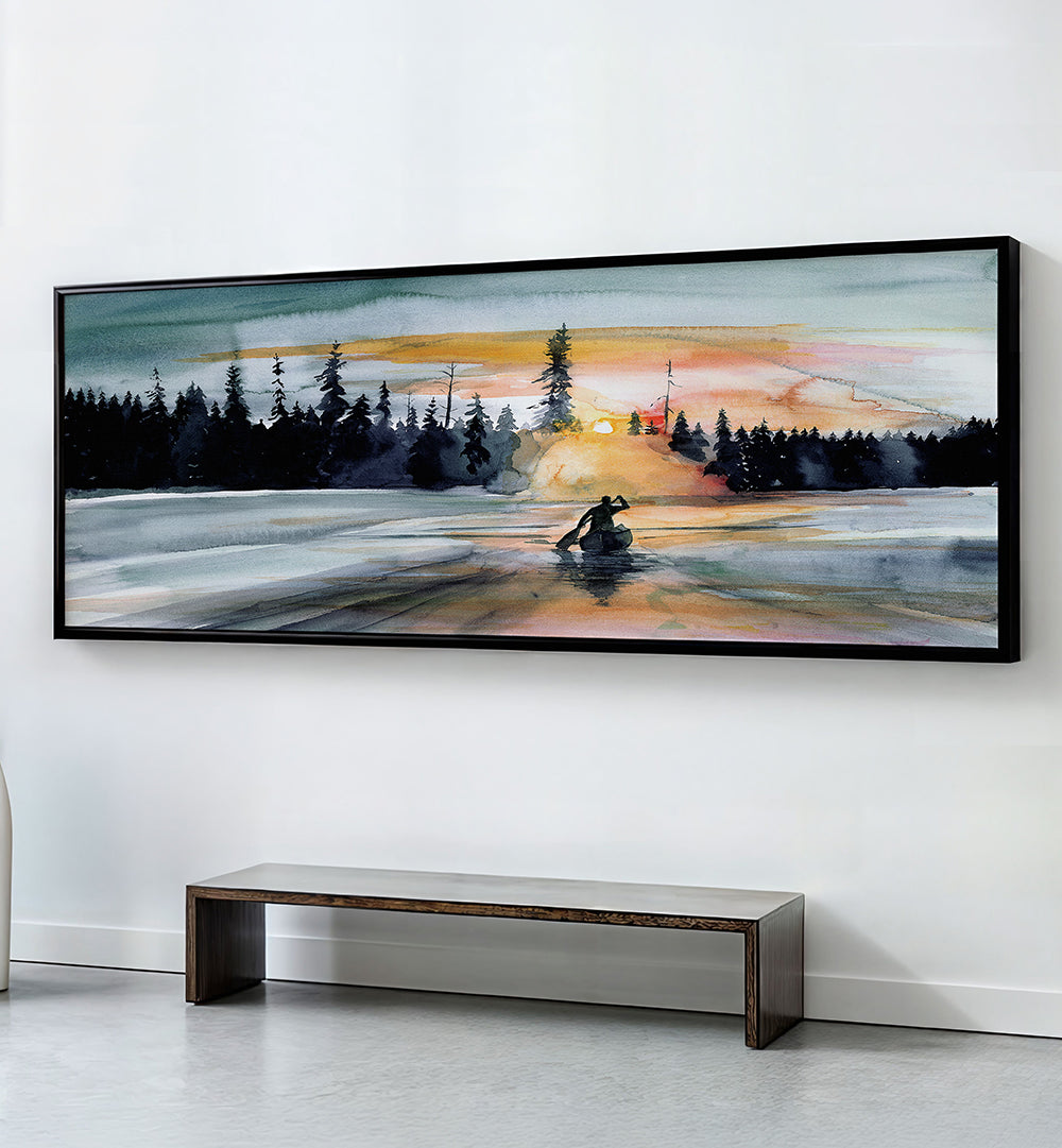 WILDERNESS LAKE PADDLING , PANORAMIC ART
