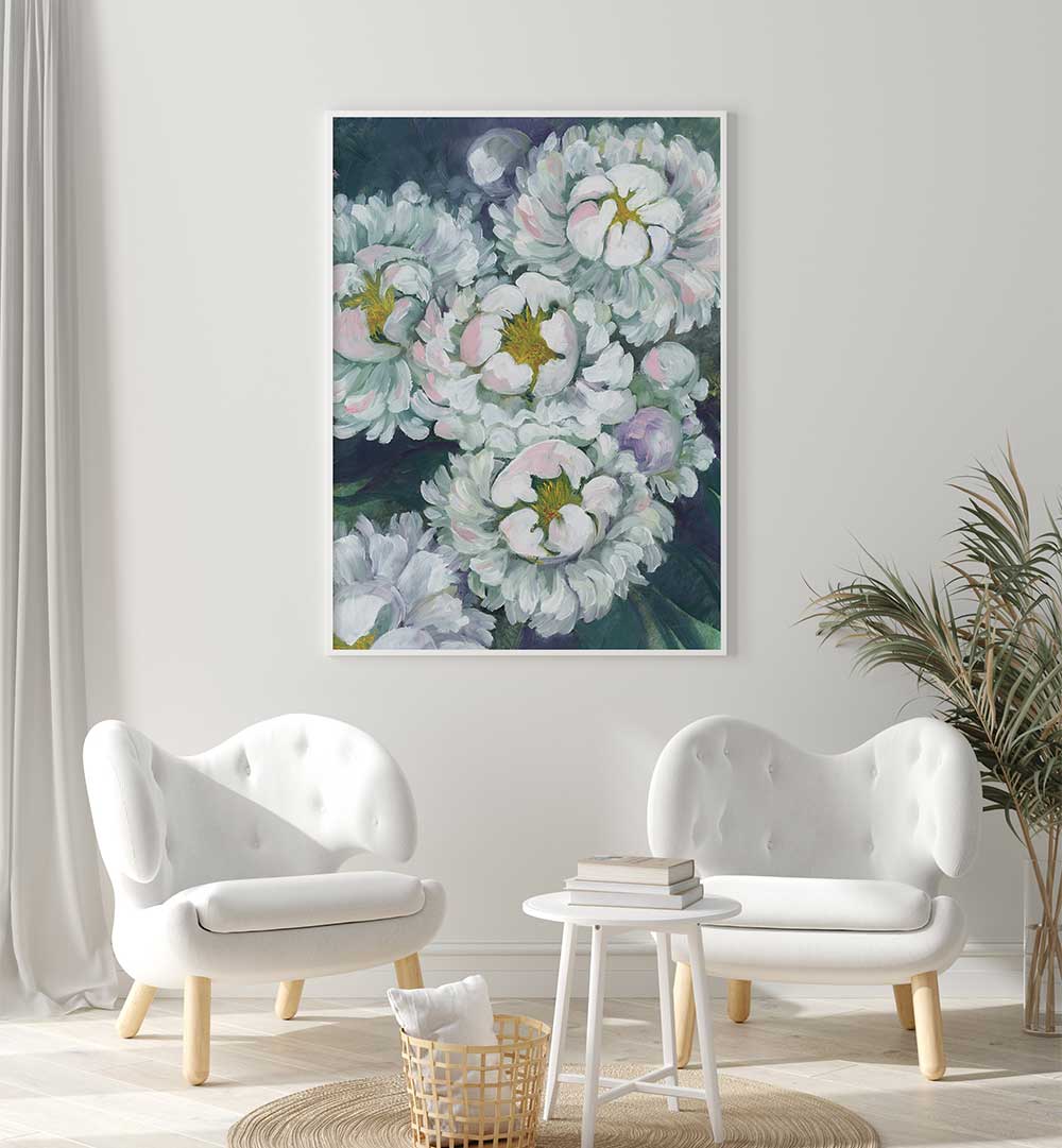 WILLOH PAINTERLY PEONIES , FLORAL FLOWER PAINTINGS