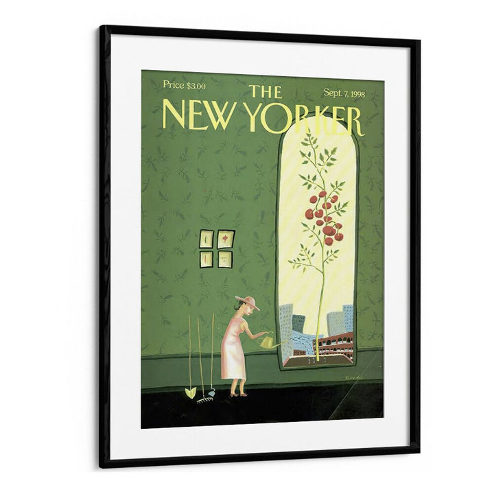 Window Box By Juliet Borda - New Yorker Magazine Cover  7th Sep 1998 Artwork in Black Frame With Mount