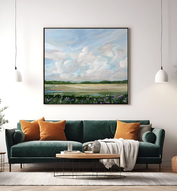 Vibrant landscape painting from the WIND & WILDFLOWERS collection, showcasing nature's beauty and fresh air.