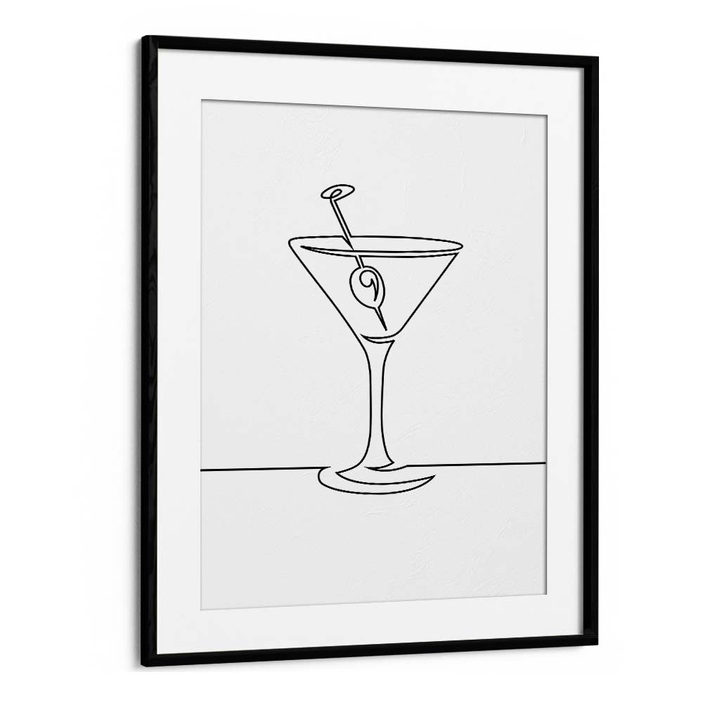 Wine Glass Bar & Cafe Artwork in Black Frame With Mount