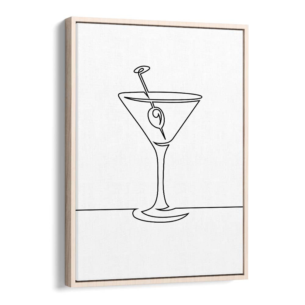 Wine Glass Bar & Cafe Artwork in Oak Wood Floater Frame