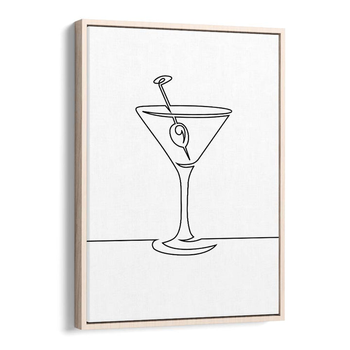 Wine Glass Bar & Cafe Artwork in Oak Wood Floater Frame