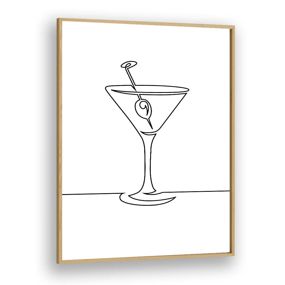 Wine Glass Bar & Cafe Artwork in Oak Wood Plain Frame