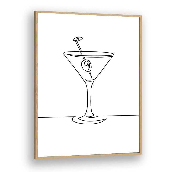 Wine Glass Bar & Cafe Artwork in Oak Wood Plain Frame