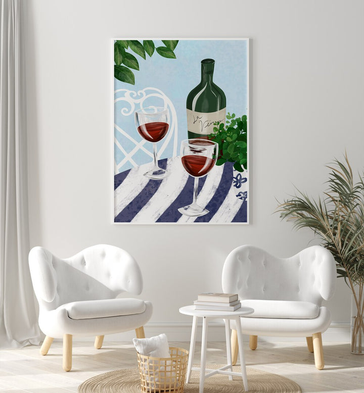 Stylish WINE TIME, BAR & CAFE ART featuring wine glasses and a bottle, perfect for bar-themed decor.