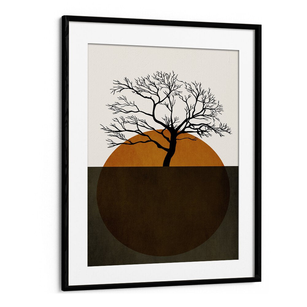 Winter Days Landscape Art Artwork in Black Frame With Mount