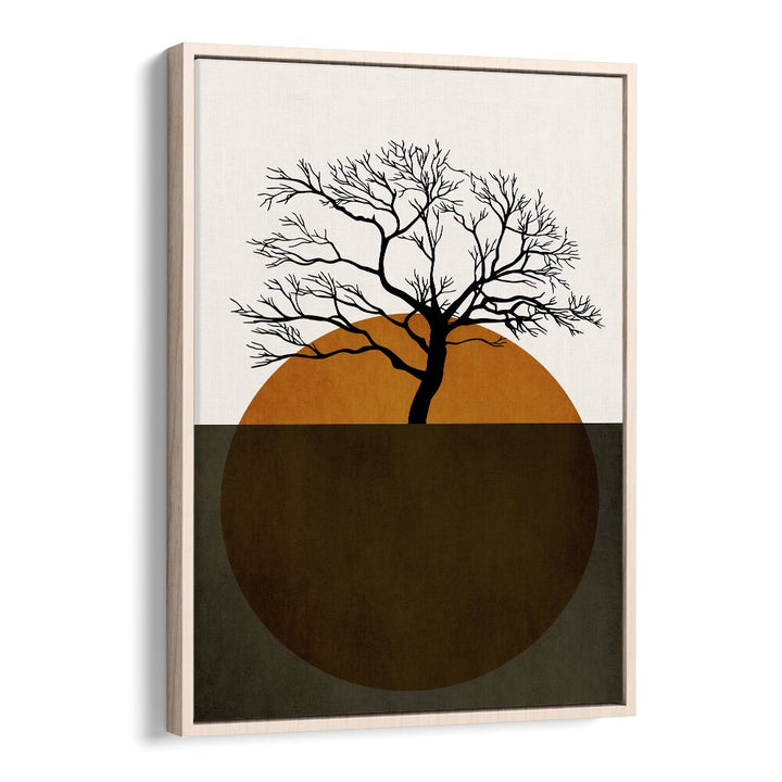 Winter Days Landscape Art Artwork in Oak Wood Floater Frame