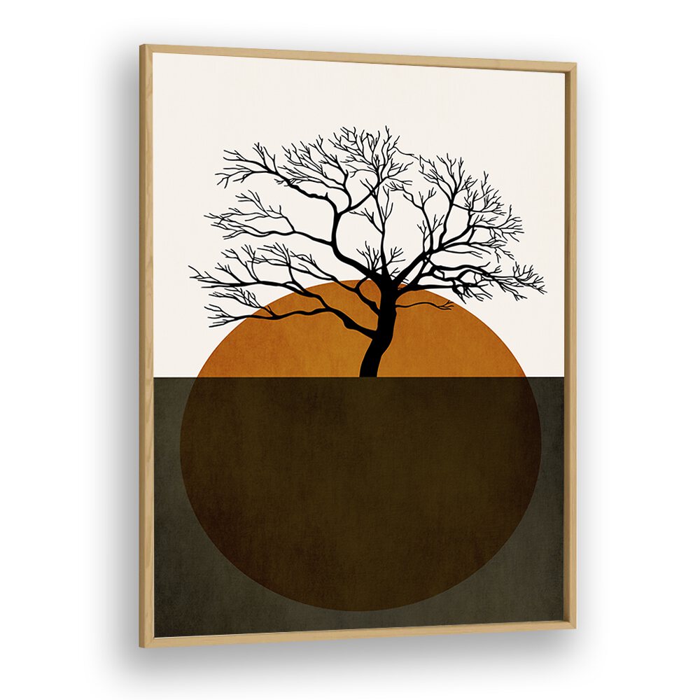 Winter Days Landscape Art Artwork in Oak Wood Plain Frame