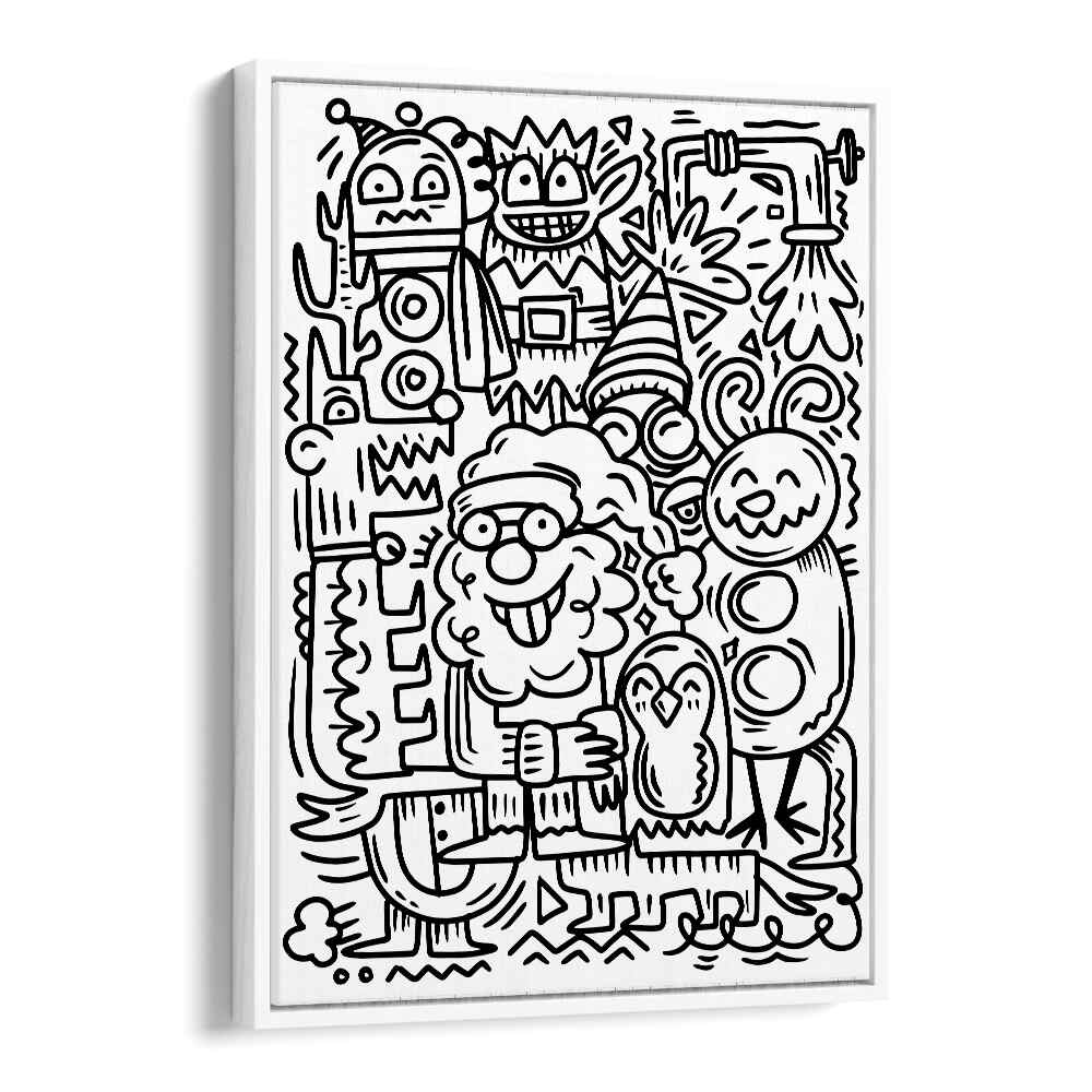 Winter Holidays Doodle II Doodle Art Artwork in White Floater Frame