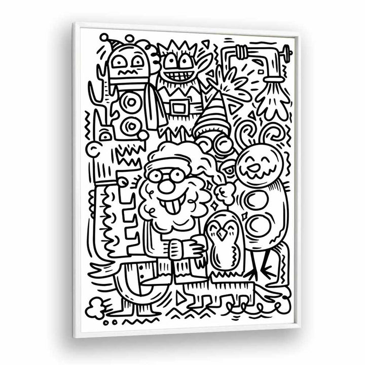 Winter Holidays Doodle II Doodle Art Artwork in White Plain Frame