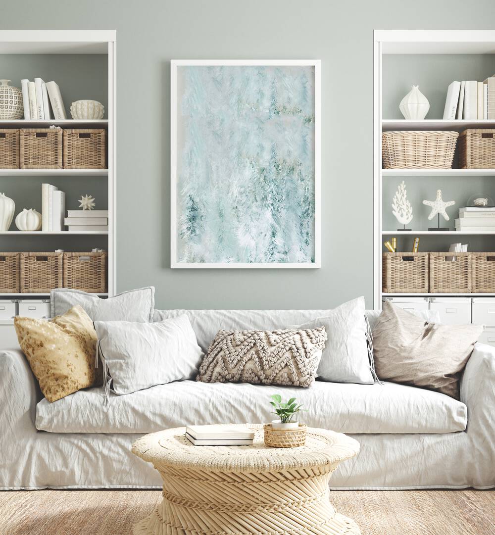Transform your space with WINTER WHITE FOREST I, ABSTRACT PAINTINGS, capturing tranquil winter elegance.