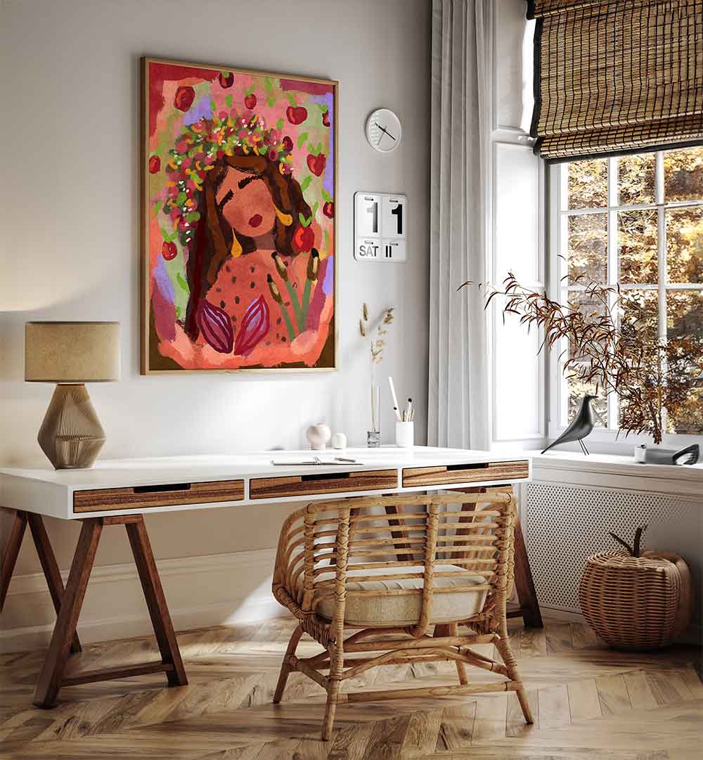 WOMAN AND APPLES , PORTRAITS & FIGURATIVE ILLUSTRATIONS