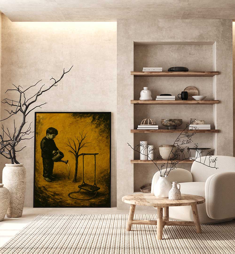 WOMAN BESIDE THE BARREN TREE , EXPRESSIONISM PAINTINGS