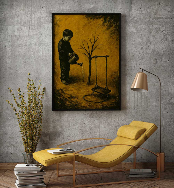 WOMAN BESIDE THE BARREN TREE , EXPRESSIONISM PAINTINGS