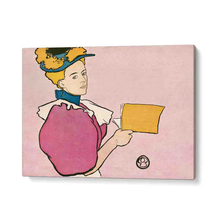 Woman Holding Book (1896) By Edward Penfield art painting Artwork in Gallery Wrap