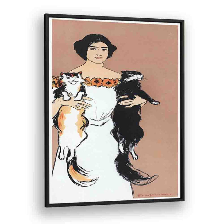 Woman Holding Book (1896) By Edward Penfield art painting Artwork in Black Plain Frame