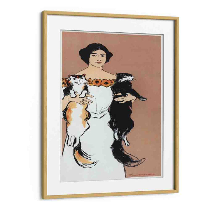 Woman Holding Book (1896) By Edward Penfield art painting Artwork in Oak Wood Frame With Mount