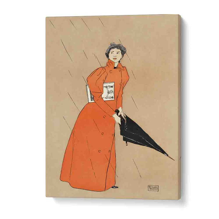 Woman Holding Umbrella (1894) By Edward Penfield art painting Artwork in Gallery Wrap