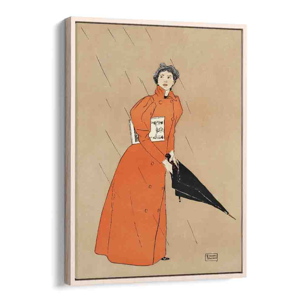 Woman Holding Book (1896) By Edward Penfield art painting Artwork in Oak Wood Floater Frame