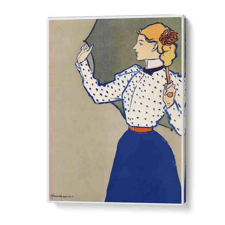 Woman Holding Umbrella (1897) By Edward Penfield art painting Artwork in Gallery Wrap