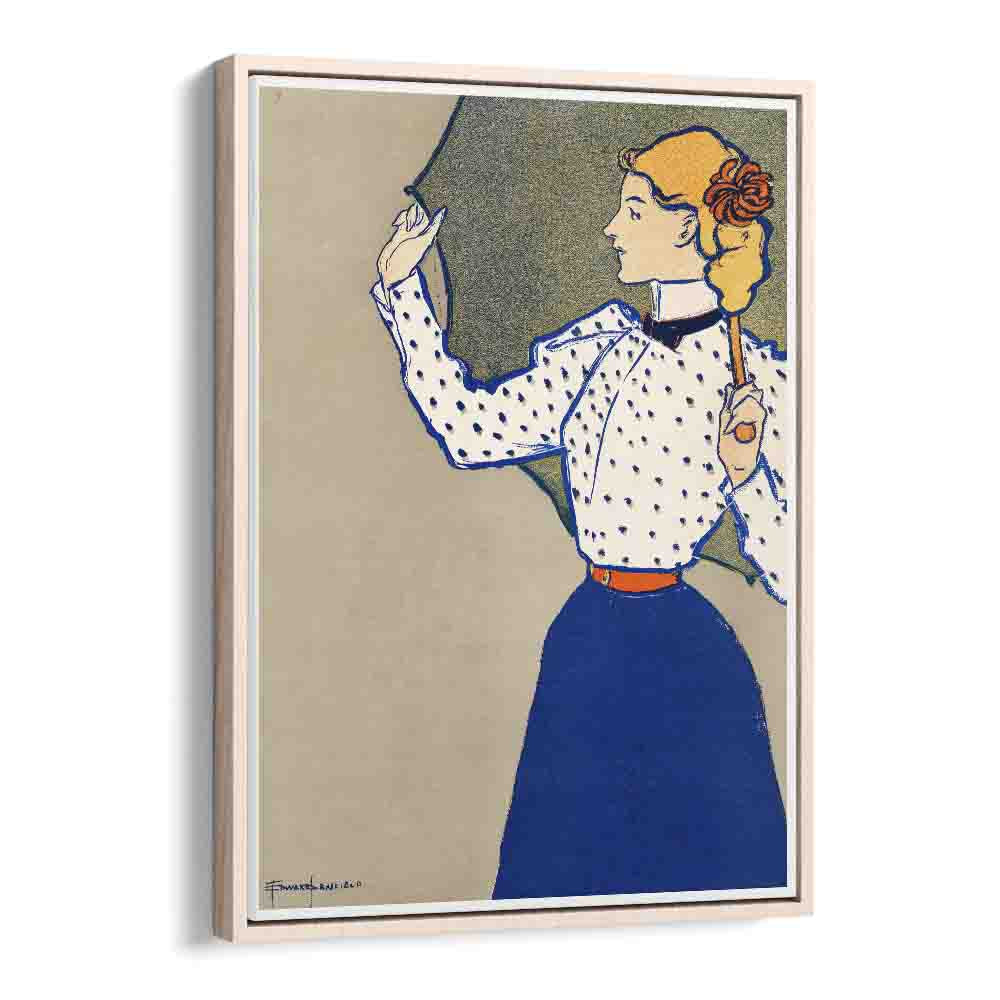 Woman Holding Book (1896) By Edward Penfield art painting Artwork in Oak Wood Floater Frame