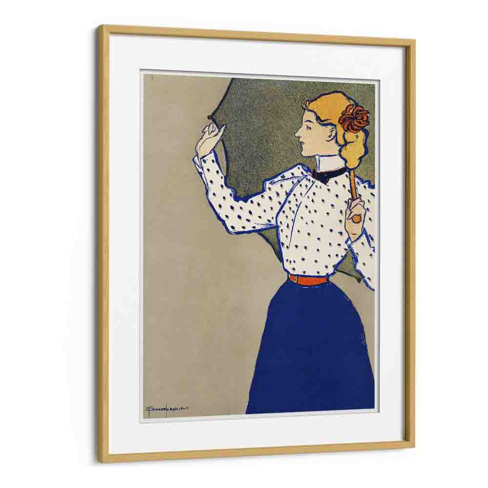 Woman Holding Book (1896) By Edward Penfield art painting Artwork in Oak Wood Frame With Mount