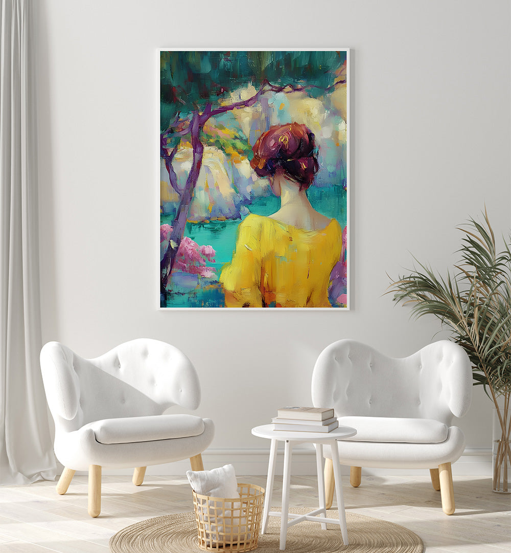 WOMAN IN COLORFUL GARDEN
