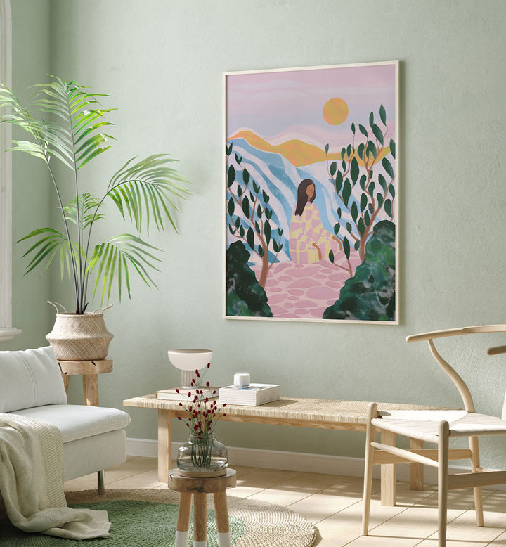 WOMAN IN SERENE LANDSCAPE
