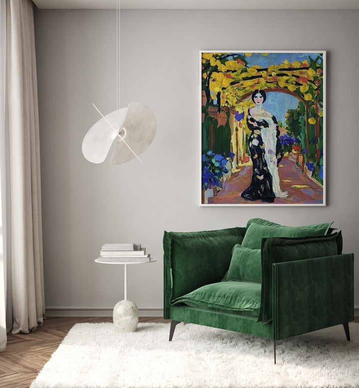 Elegant WOMAN IN A GARDEN artwork transforms your space with vibrant flora and serene beauty, perfect for any decor.