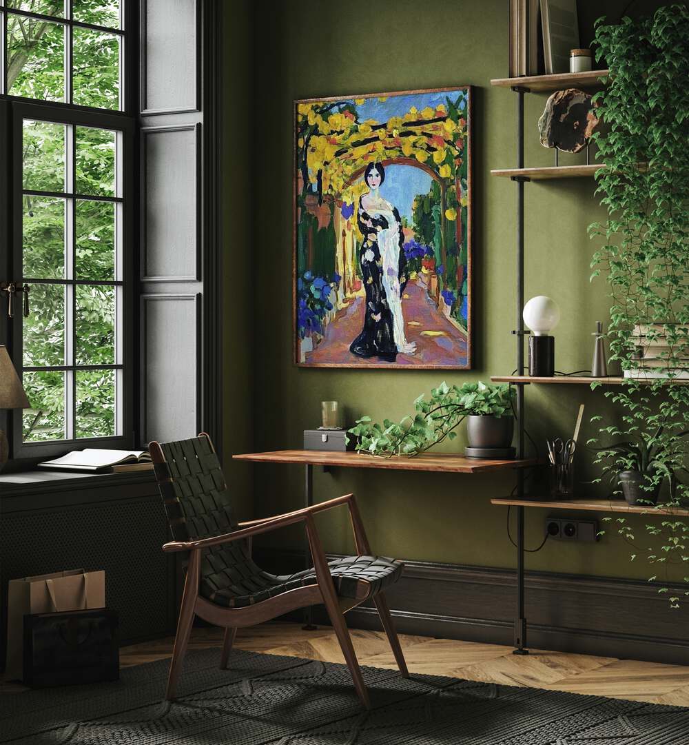 Elegant WOMAN IN A GARDEN artwork enhances your space with vibrant colors and serene beauty, perfect for any decor.