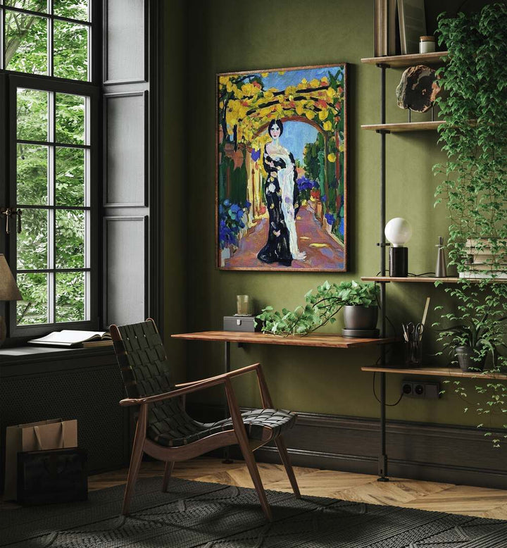 Elegant WOMAN IN A GARDEN artwork enhances your space with vibrant colors and serene beauty, perfect for any decor.