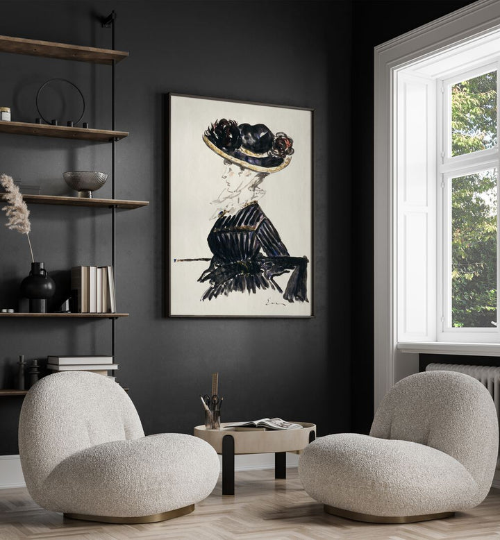 WOMAN IN LARGE HAT  , VINTAGE PAINTINGS