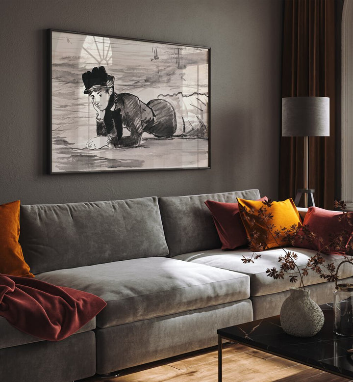 WOMAN LYING ON THE BEACH , VINTAGE PAINTINGS