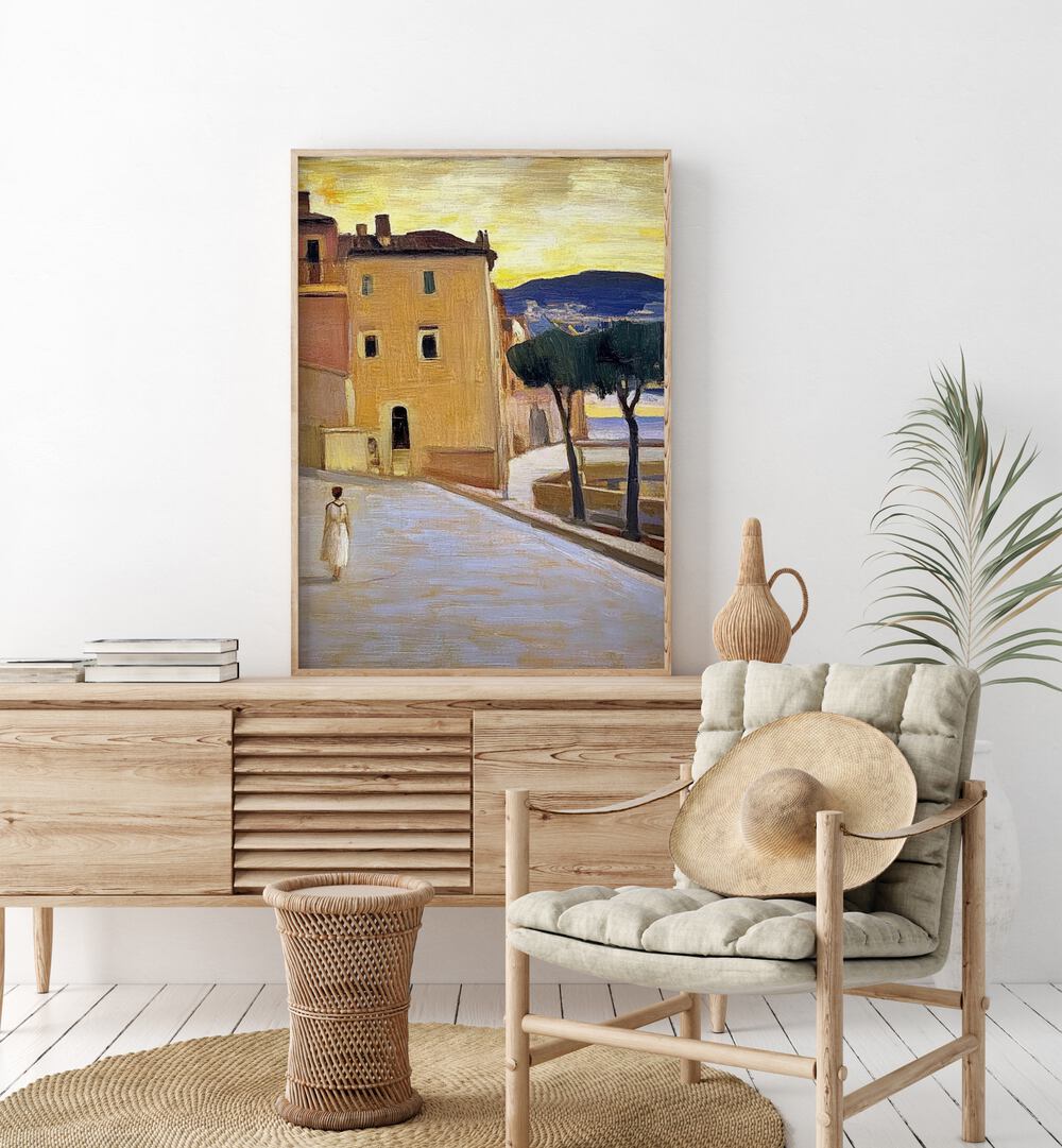 Stunning artwork featuring a WOMAN WALKING DOWN A STREET, perfect for adding charm and energy to any home décor.