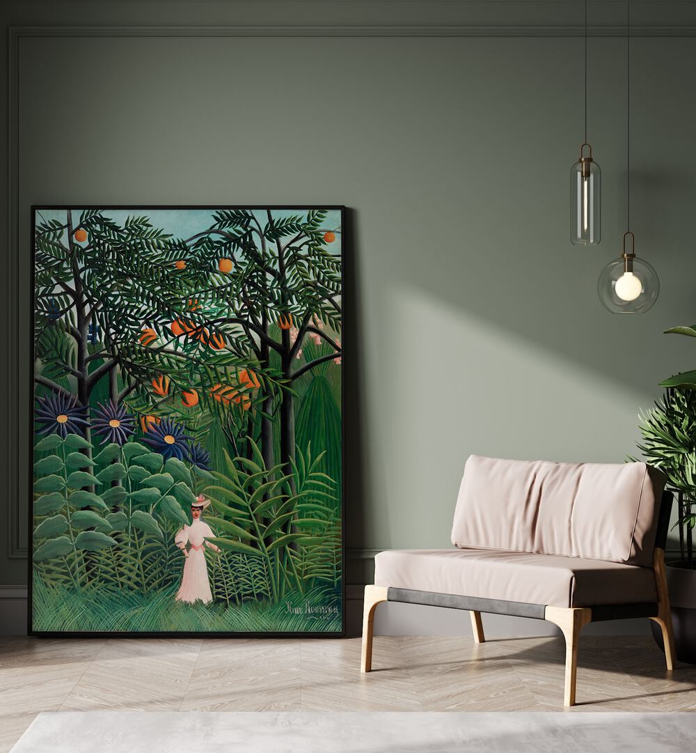 WOMAN WALKING IN AN EXOTIC FOREST (1905) , VINTAGE PAINTINGS