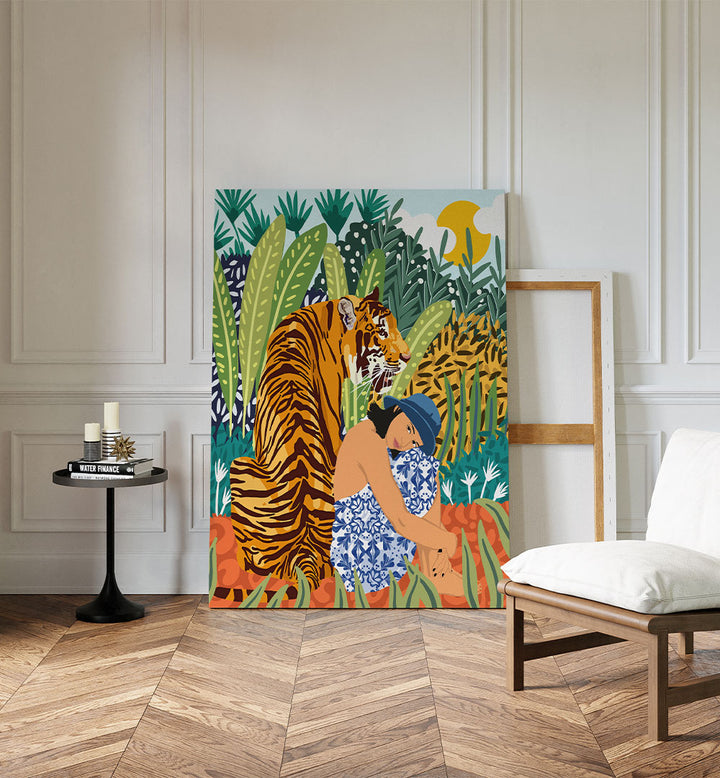 WOMAN TIGER JUNGLE SERENITY