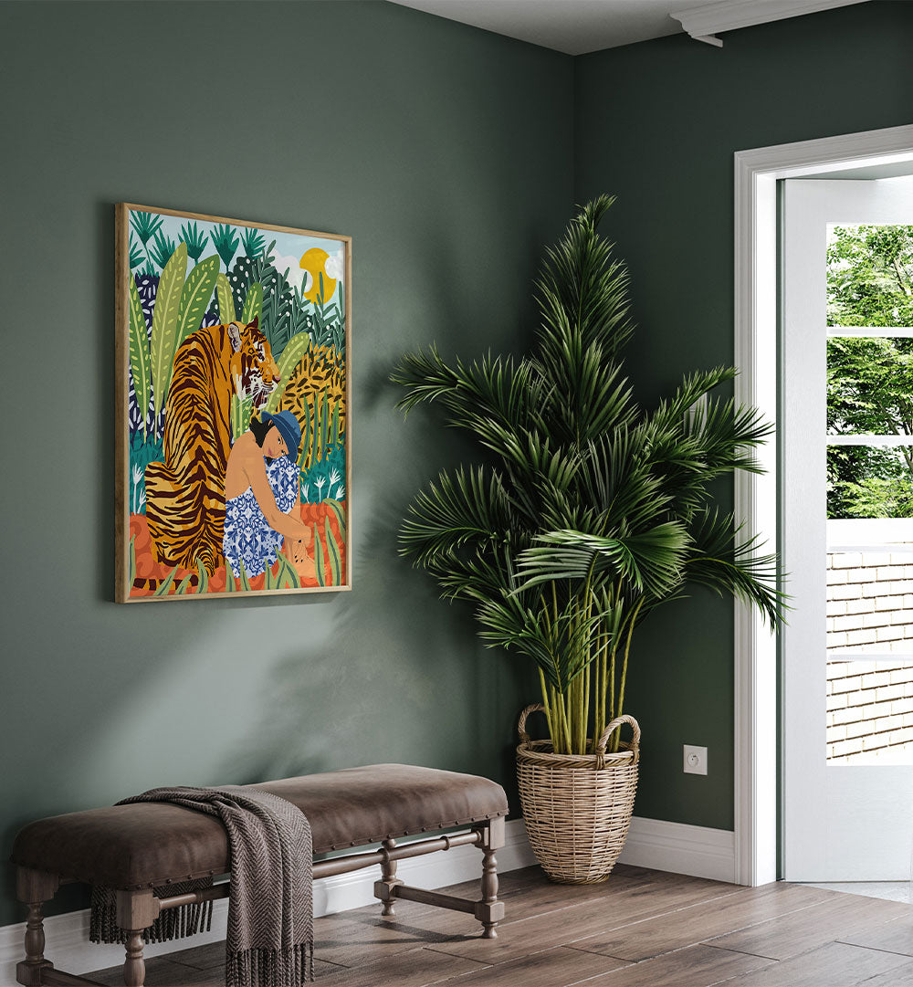 WOMAN TIGER JUNGLE SERENITY