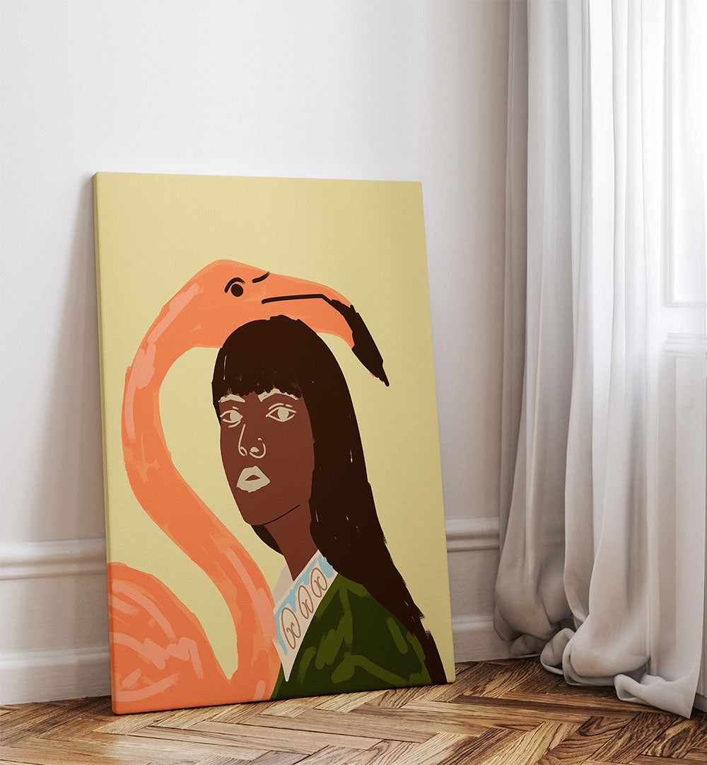 WRAPPED IN FLAMINGO DREAMS , PORTRAITS & FIGURATIVE ILLUSTRATIONS