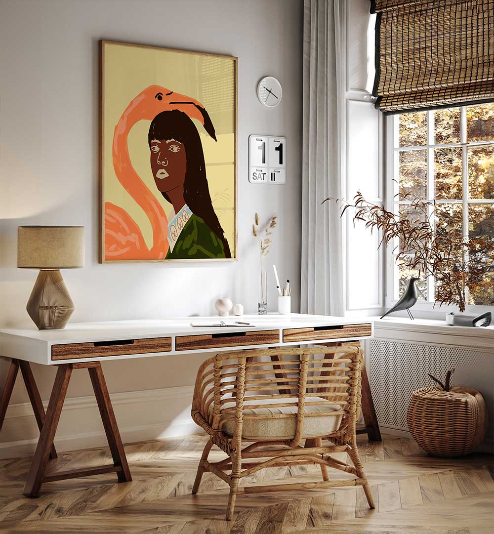 WRAPPED IN FLAMINGO DREAMS , PORTRAITS & FIGURATIVE ILLUSTRATIONS