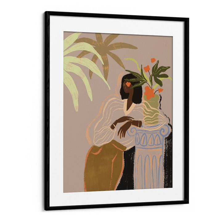 Waiting By Arty Guava Wall Art Prints in Black Frame With Mount