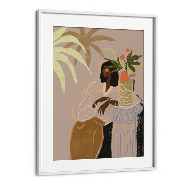 Waiting By Arty Guava Wall Art Prints in White Frame With Mount