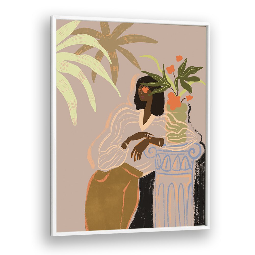 Waiting By Arty Guava Wall Art Prints in White Plain Frame