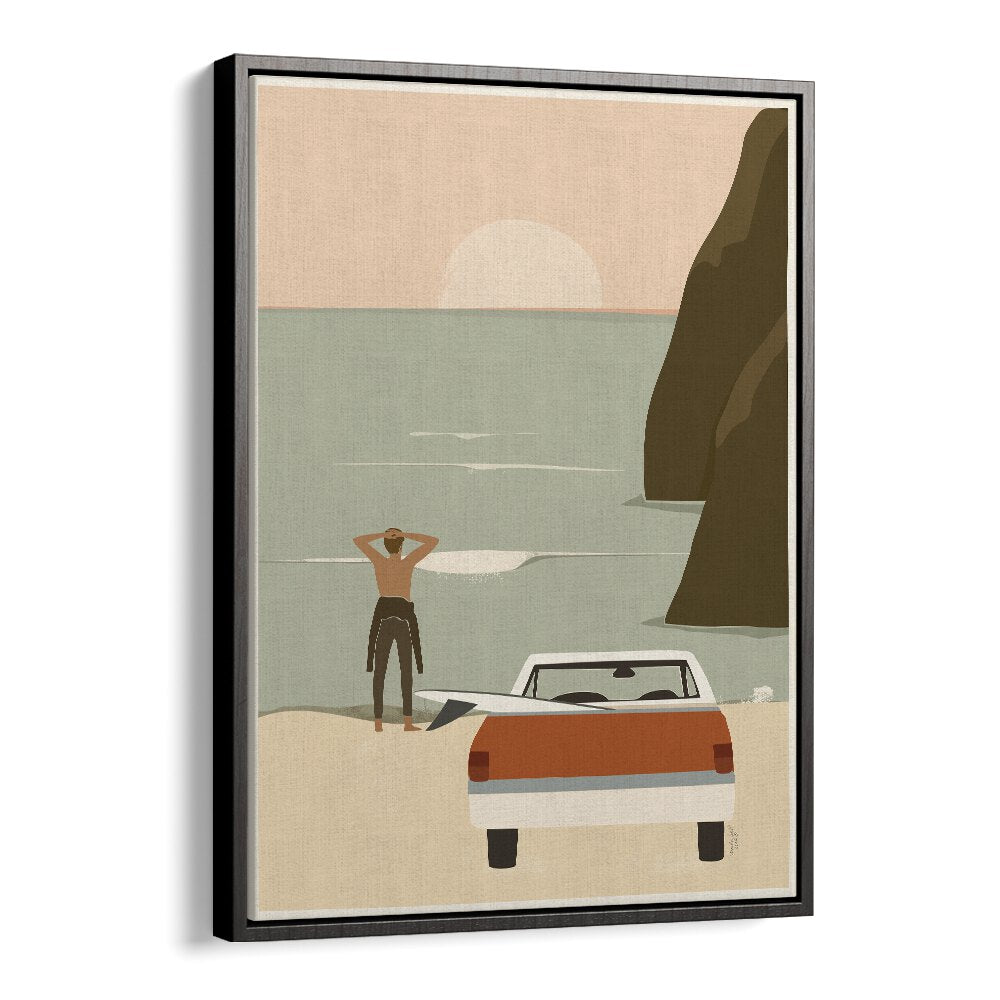 Waiting For The Wave By Andi Bell Beach Prints in Black Floater Frame