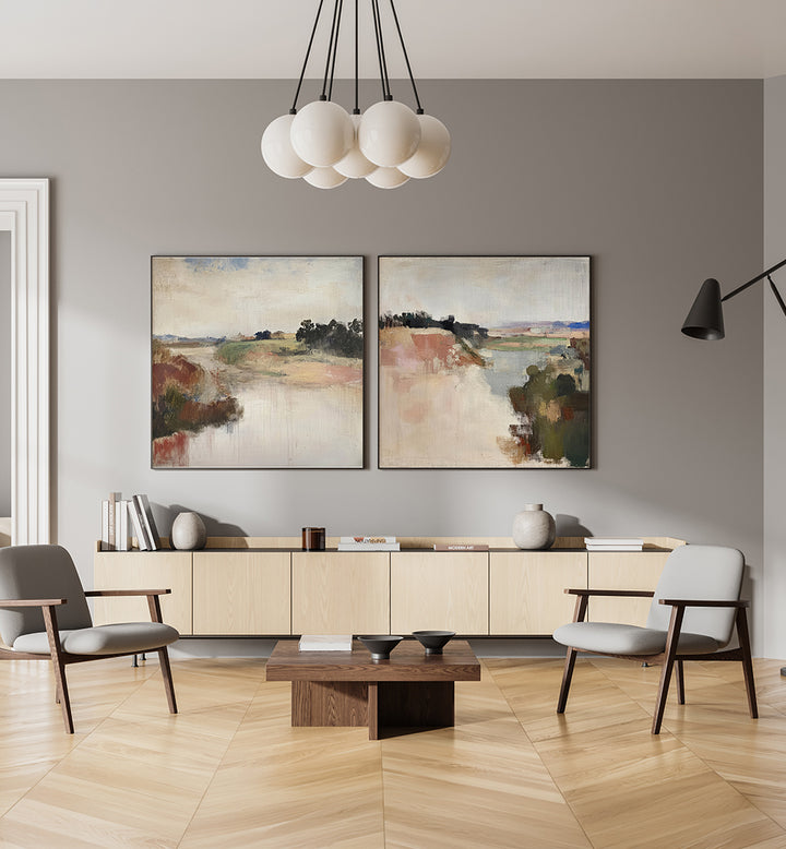 WANDERING FIELDS , SET OF 2 PAINTINGS