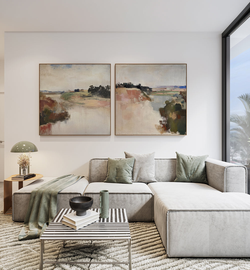 WANDERING FIELDS , SET OF 2 PAINTINGS