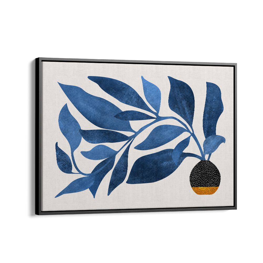 Wandering Ivy in Blue by Kristian Gallagher Botanical Flower Paintings Floral Paintings in Black Floater Frame