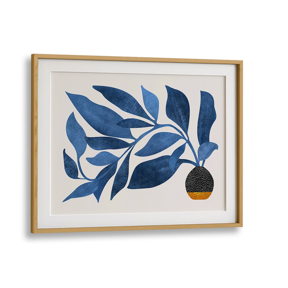 Wandering Ivy in Blue by Kristian Gallagher Botanical Flower Paintings Floral Paintings in Oak Wood Frame With Mount