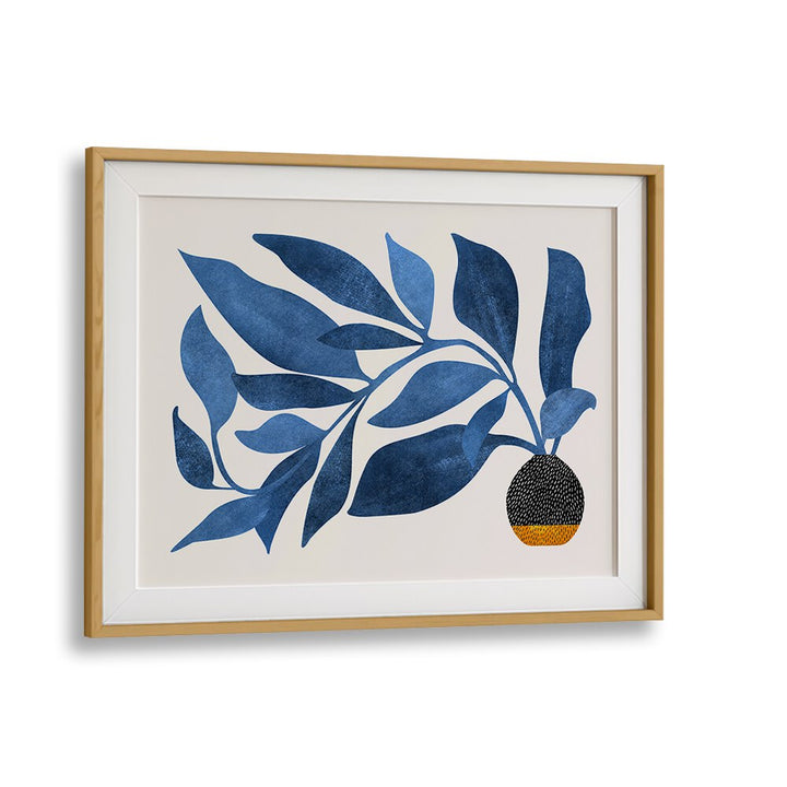 Wandering Ivy in Blue by Kristian Gallagher Botanical Flower Paintings Floral Paintings in Oak Wood Frame With Mount